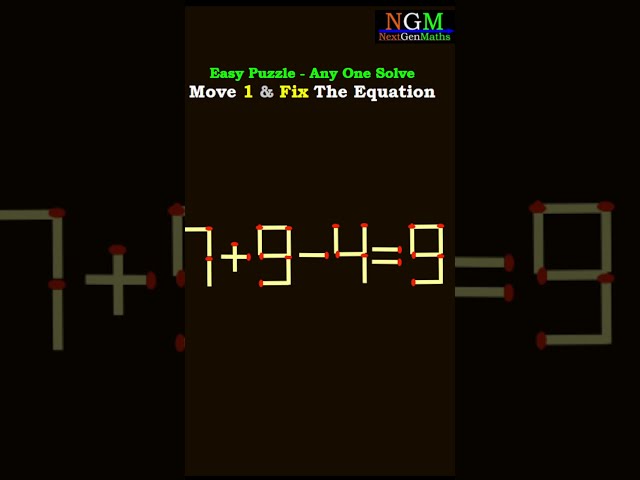 #shorts #education #trending #matchstick  PUZZLE 122 Move 1 Match Stick & Correct The Equation