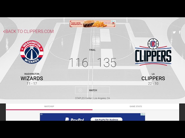 Washington Wizards vs LA Clippers Scoreboard - LIVE