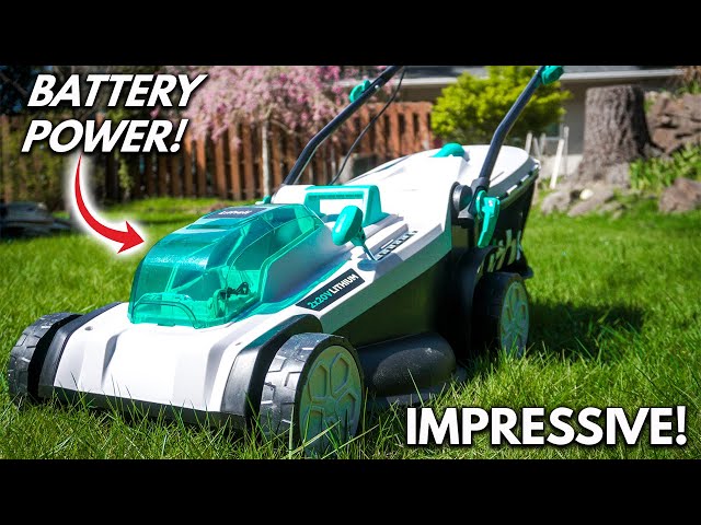 My First Time Using A Battery Powered Electric Lawn Mower On My Grass! 2022 Review! | LITHELI