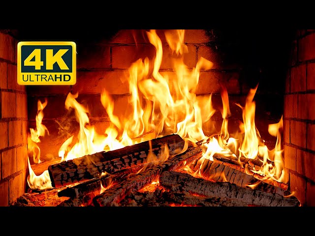 🔥 Cozy Fireplace 4K UHD! Winter Fireplace with Crackling Fire Sounds. Christmas Fireplace Ambience