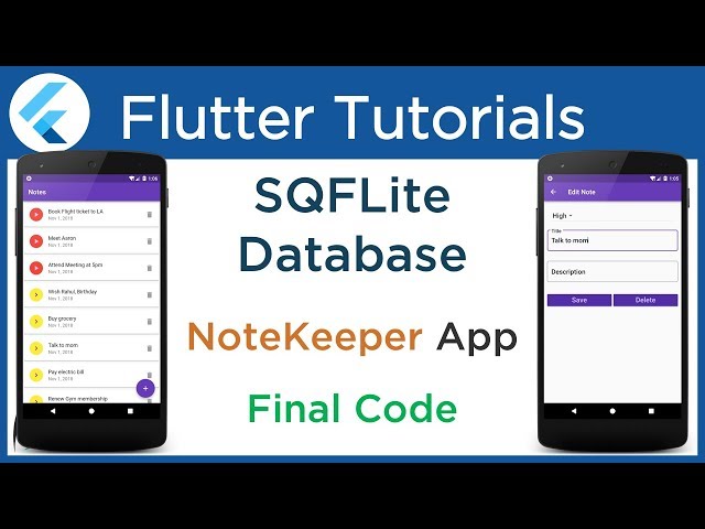 Flutter SQFLITE Example: Complete NoteKeeper App. CRUD Operation in SQLite #4.8