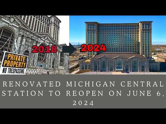 Michigan Central Station 2024 Progress & Roosevelt Park redevelopment ( Corktown Detroit )