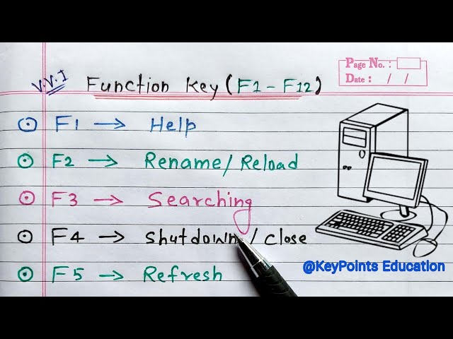 Computer Function Key | Use of function key F1 to F12