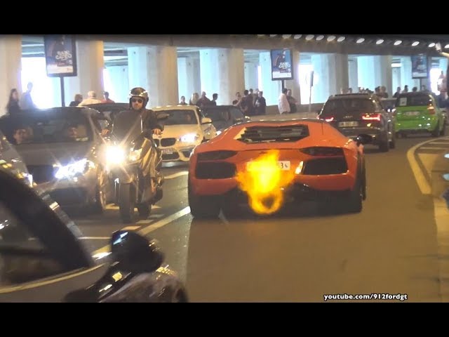 Lamborghini Aventador w/ CAPRISTO exhaust revs & HUGE FLAMES