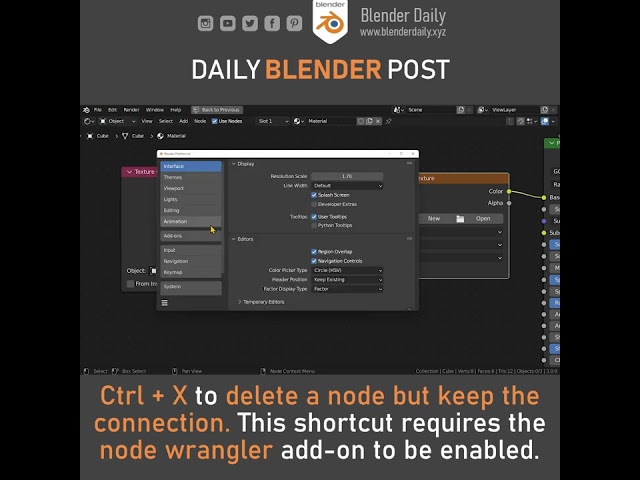 How to delete a node but keep the connection in Blender