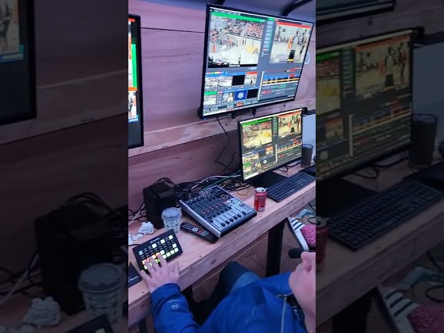 Inside the vMix trailer producing live basketball