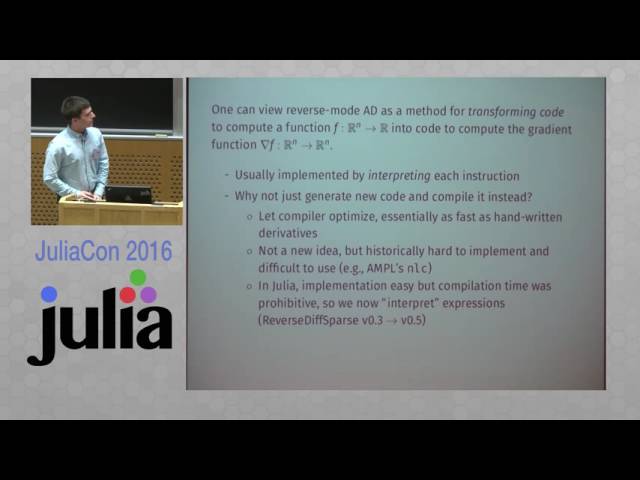 Automatic Differentiation Techniques Used in JuMP | Miles Lubin | JuliaCon 2016