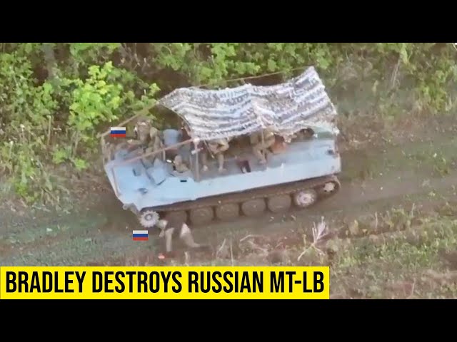 Ukrainian forces shared the full video showing how a Bradley IFV destroys a Russian MT-LB.