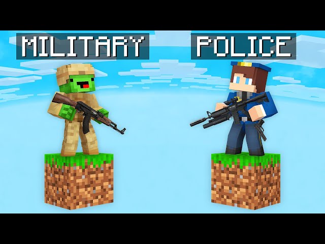 Mikey MILITARY vs JJ POLICE Block Survival Battle in Minecraft (Maizen)