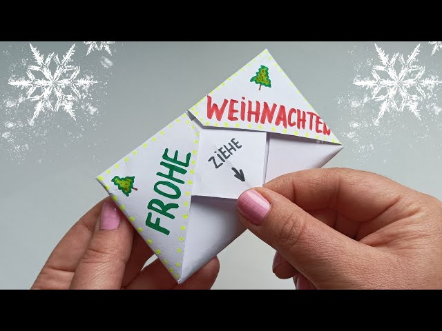 DIY-Pull Tab Origami Envelope Card for Christmas 🎄 Christmas cards making. Greeting Card