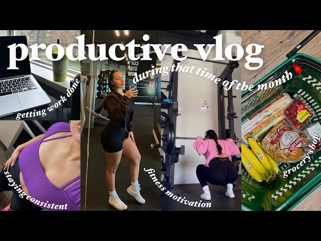 VLOG | Productive During That Time Of The Month, Self Care Motivation, Grocery Shop, Health Fitness
