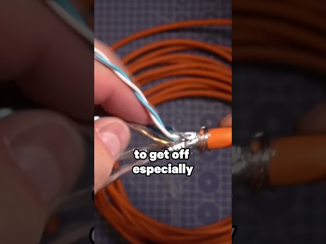 Looking inside an S/FTP CAT 7 Ethernet Cable