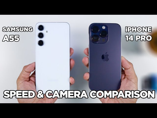 Samsung A55 vs iPhone 14 Pro SPEED TEST & CAMERA Comparison | Zeibiz