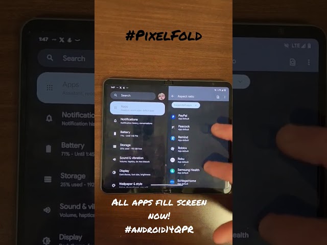 #pixelfold #android14 Now all your favorite apps can fill the screen!