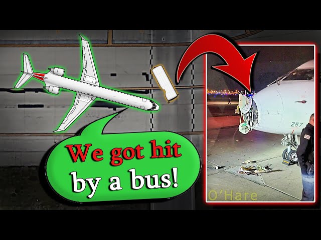 AIRCRAFT and SHUTTLE BUS COLLIDE during taxi at O'Hare!