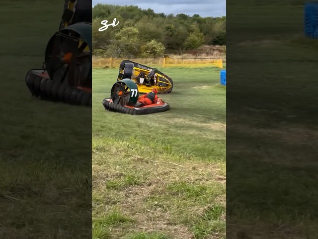 Imagine flying around a corner at 80mph with no brakes…😳😂 #hoverracing #sports #hovercraft