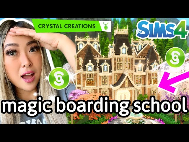 building a magic BOARDING SCHOOL with Crystal Creations in the Sims 4 For Rent Around the World Ep11