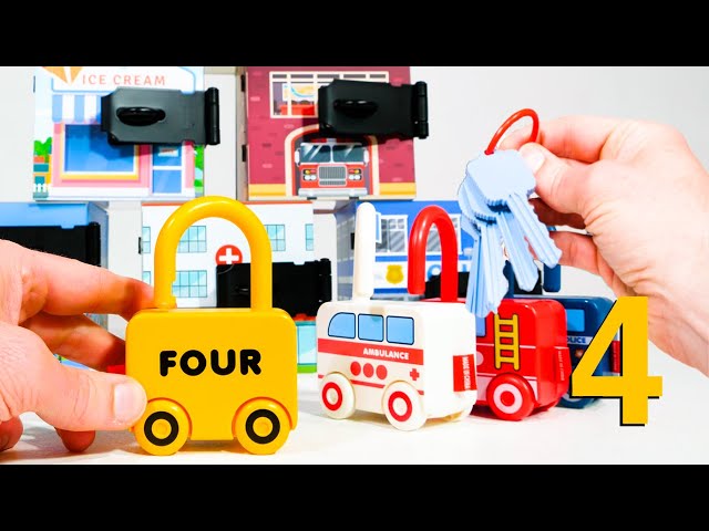 Best Toy Videos for Toddlers - Match Locking Cars with Community Buildings!