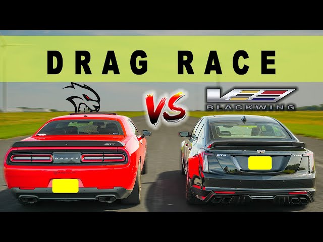 2022 Cadillac CT5-V Blackwing vs Dodge Challenger Hellcat, the V8 Showdown You Needed. Drag Race.