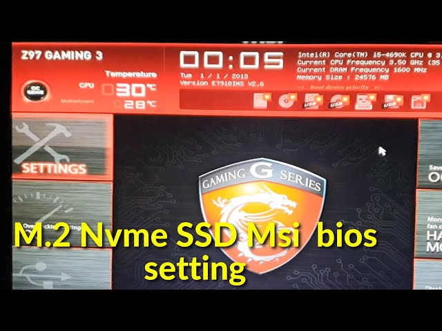 M.2 Nvme SSD Msi Z97 Gaming 3 fix bios setting