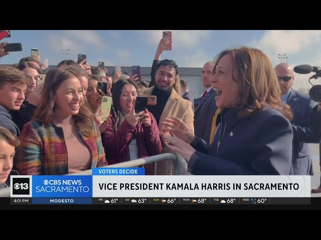 VP Kamala Harris interacts with local leaders, supporters upon arrival in Sacramento