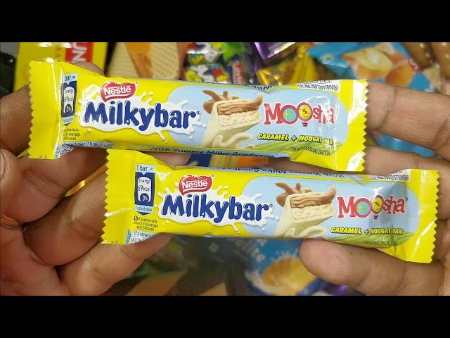 Milkybar Mouthwatering Yummy Moosha Caramel and Naugat 🍫 Chocolate #asmr