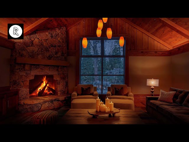 🔥 Cozy Fireplace Ambience in California 8K | Fire burning, Rain & Thunder for Sleep, Relax