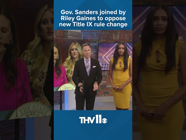 Gov  Sarah Huckabee Sanders joined by Riley Gaines to oppose new Title IX rule change