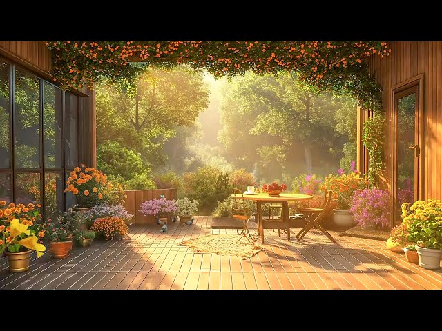 Jazz Cafe Music ☕ Positive Jazz Music & Jazz Piano in the Sunny Garden for Relaxtion and Focus