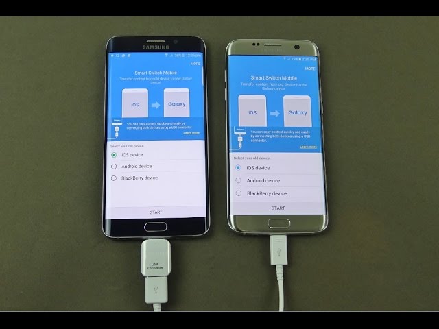 Transfer content Samsung Galaxy S6 to Galaxy S7 USB Connector