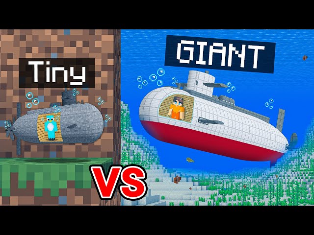 TINY vs GIANT: SUBMARINE HOUSE Build Challenge in Minecraft