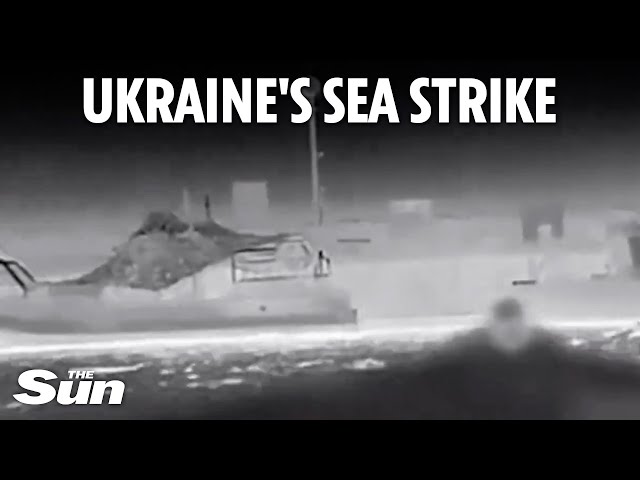 Moment kamikaze drone blows up Putin speedboat - hours after Zelensky confirmed hit on Russian jet