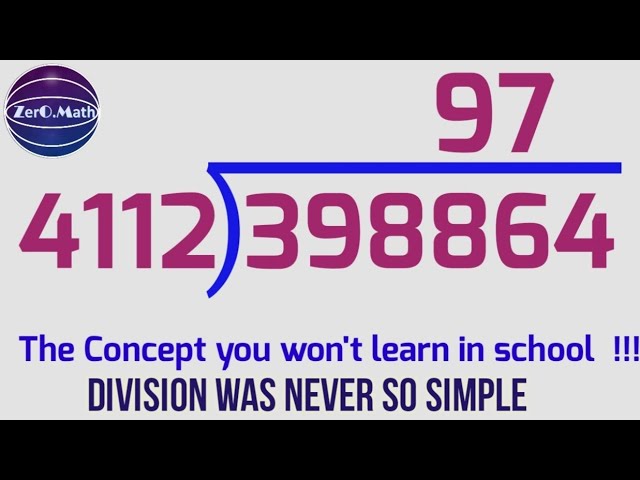 How to divide big numbers | long division tricks - fast calculation | Zero Math