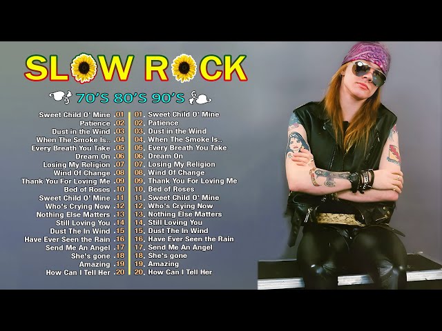 TOP 20 slow rock 2024 - Best rock ballads songs 80s,90s playlist😄Guns N' Roses ,Aerosmith || Vol.14