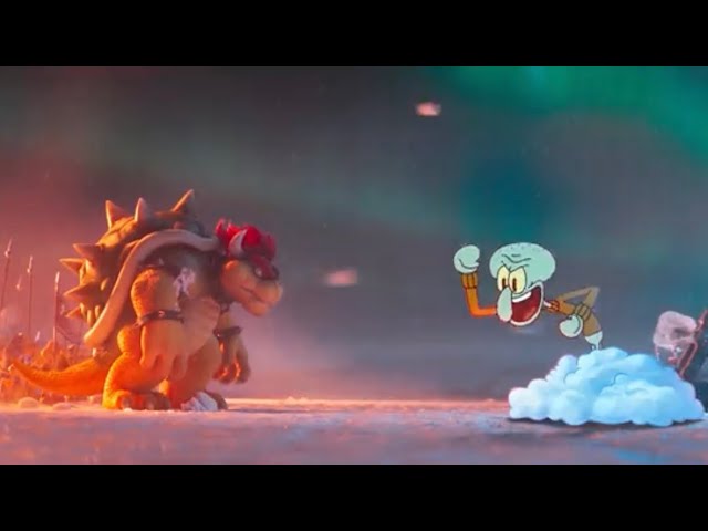 Bowser kills Squidward (Mario Movie Meme)