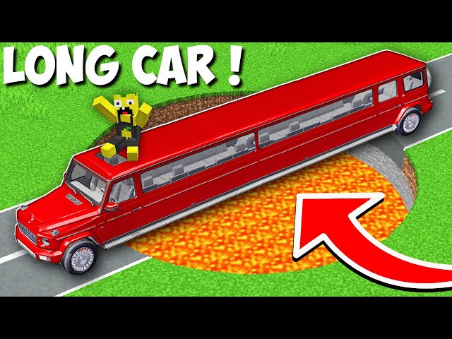 My LONG CAR VS BIG PIT WITH LAVA in Minecraft ! NEW G-WAGON LIMOUSINE !