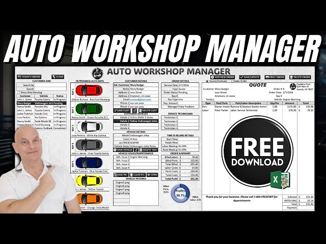 Excel VBA: How To Manage An ENTIRE Auto Workshop With Excel + FREE SOFTWARE