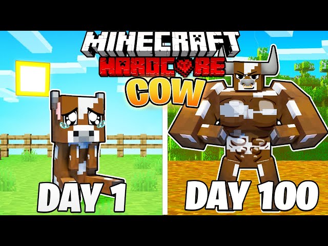 I Survived 100 DAYS as a COW in HARDCORE Minecraft!