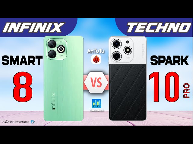 Infinix Smart 8 vs Tecno Spark 10 Pro | #t606vsG88  #spark30 #antutu #geekbench  #infinixsmart8