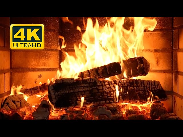 🔥 Relaxing Fireplace (10 HOURS) with Burning Logs and Crackling Fire Sounds for Stress Relief 4K