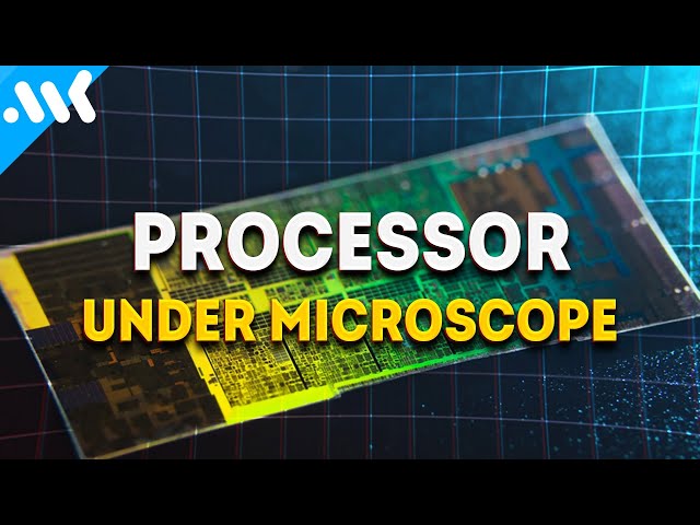 Processor under microscope. Nanometer journey