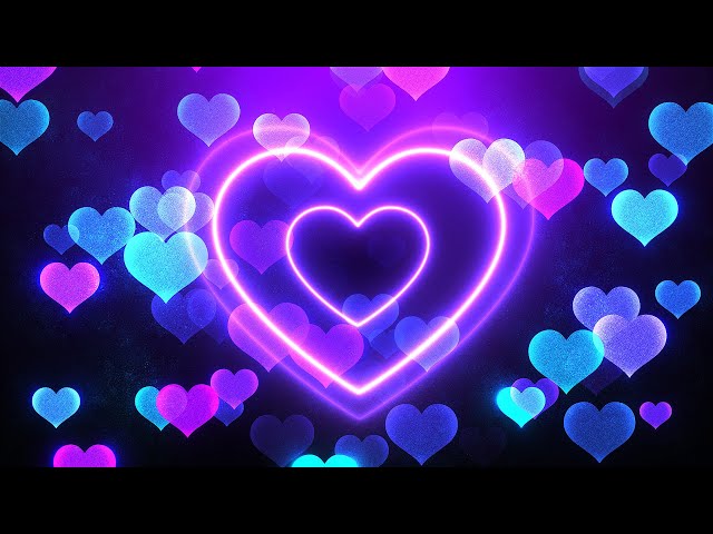 Romantic Purple Neon Heart Background video | Footage | Screensaver