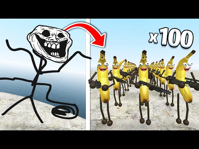 Can 100 BANANAS defeat... TROLLGE?! (Garry's Mod)