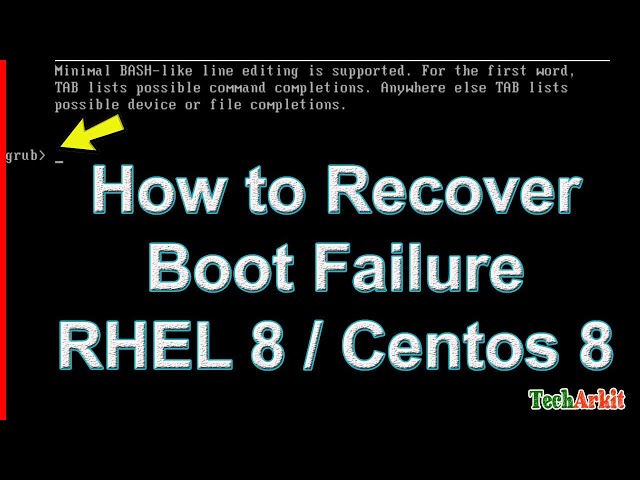 How to recover grub.conf in Linux | RHEL 8, 7 | Tech Arkit | grub console