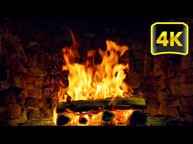 4K Fireplace Burning - Relaxing Fireplace with Crackling Fire Sounds - Cozy Fireplace 3 HOURS