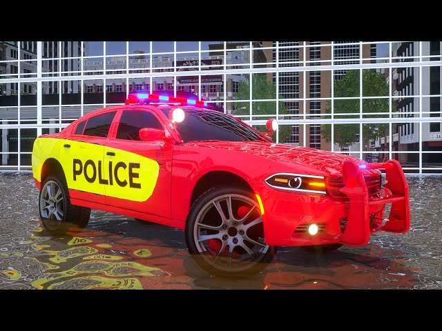 Sergeant Lucas the Police Car Stuck in the Cement | Wheel City Heroes Cartoon