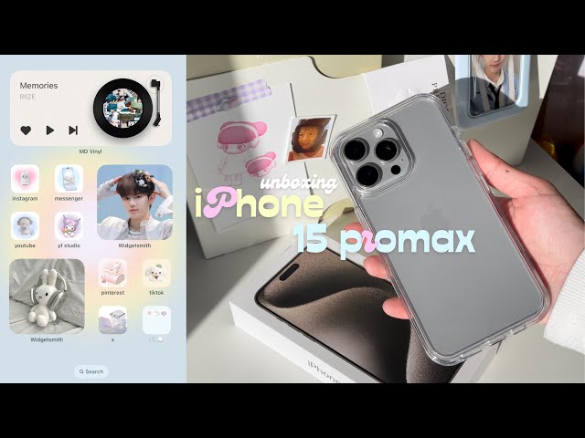 iPhone 15 promax unboxing (natural titanium)💬what's on my phone, accessories, camera test, mini vlog