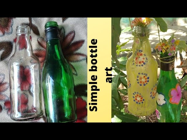 simple bottle art| begginner easy bottle art|easy bottle painting|bottle with flower painting art