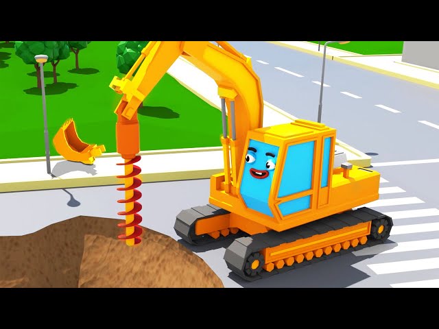 Bagger Kinderfilm - Der GELBE BAGGER Spielt - Super Sammlung - Cartoon für Kinder