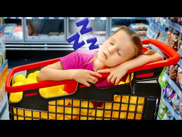 💤Stephy schläft in einem Einkaufswagen im Supermarkt |Sammlung von Videos für Kinder |Vania Mania DE